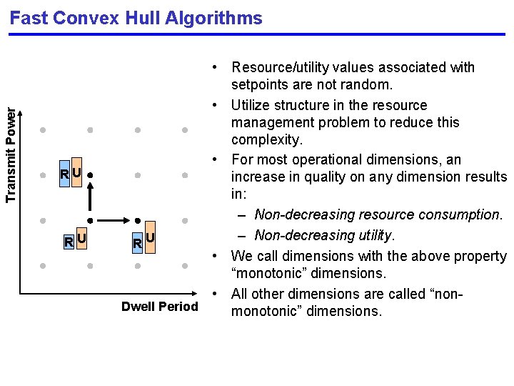Transmit Power Fast Convex Hull Algorithms RU RU • Resource/utility values associated with setpoints