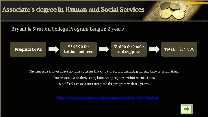 Associate's degree in Human and Social Services Bryant & Stratton College Program Length: 2