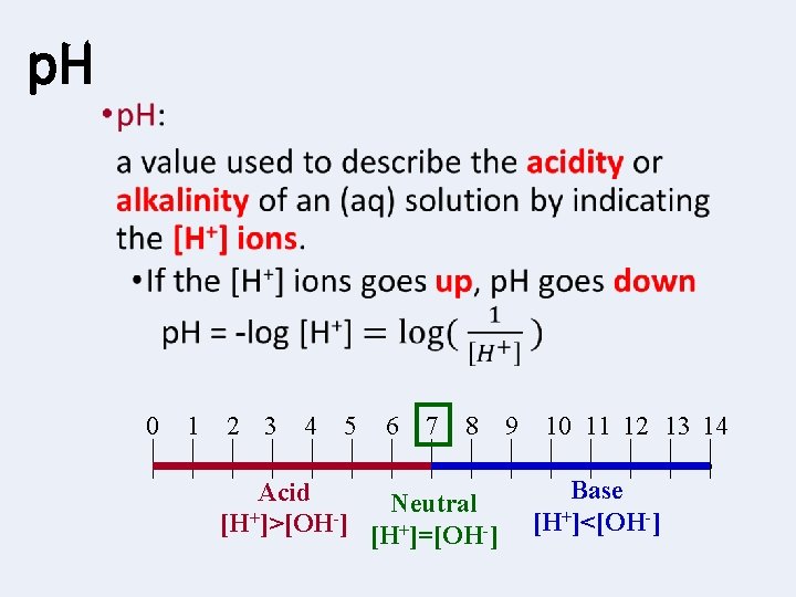 p. H • 0 1 2 3 4 5 6 7 8 Acid Neutral