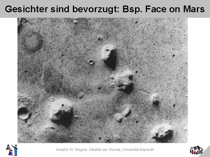 Gesichter sind bevorzugt: Bsp. Face on Mars Akad. Dir W. Wagner. Didaktik der Chemie,