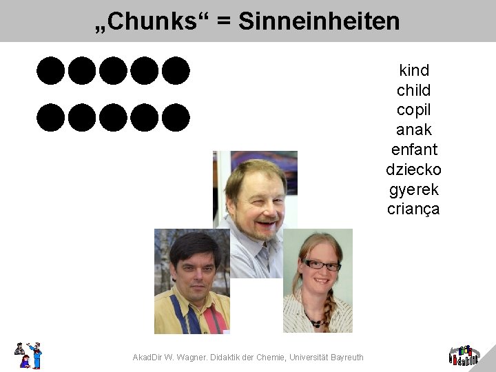 „Chunks“ = Sinneinheiten kind child copil anak enfant dziecko gyerek criança Akad. Dir W.