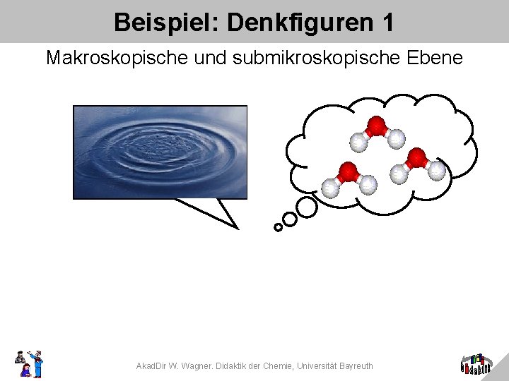 Beispiel: Denkfiguren 1 Makroskopische und submikroskopische Ebene Akad. Dir W. Wagner. Didaktik der Chemie,