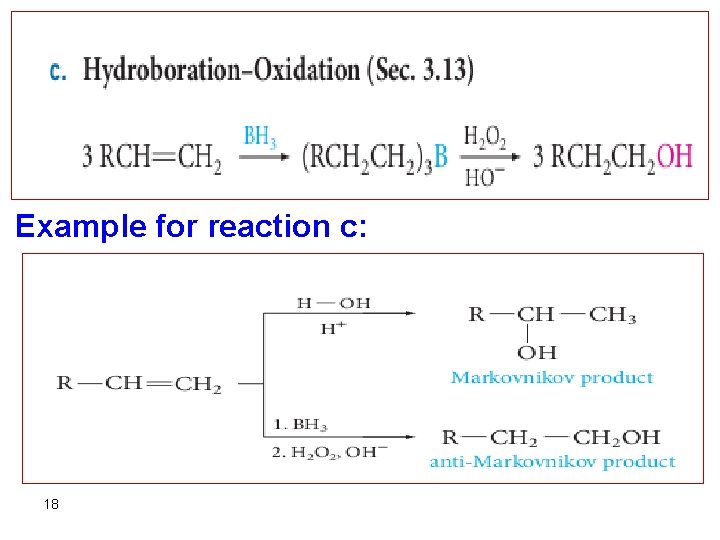 Example for reaction c: 18 