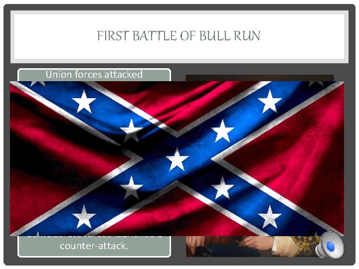 FIRST BATTLE OF BULL RUN Union forces attacked Confederates near Bull Run Creek Many