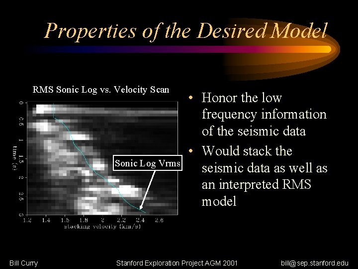 Properties of the Desired Model RMS Sonic Log vs. Velocity Scan Sonic Log Vrms