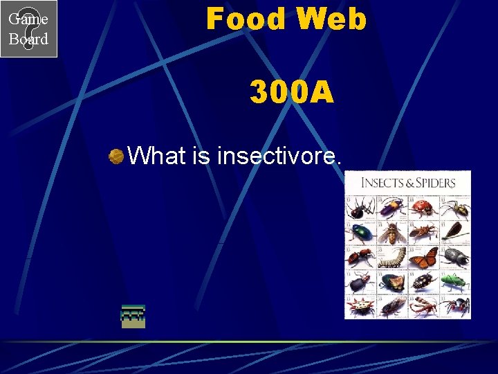 Game Board Food Web 300 A What is insectivore. 