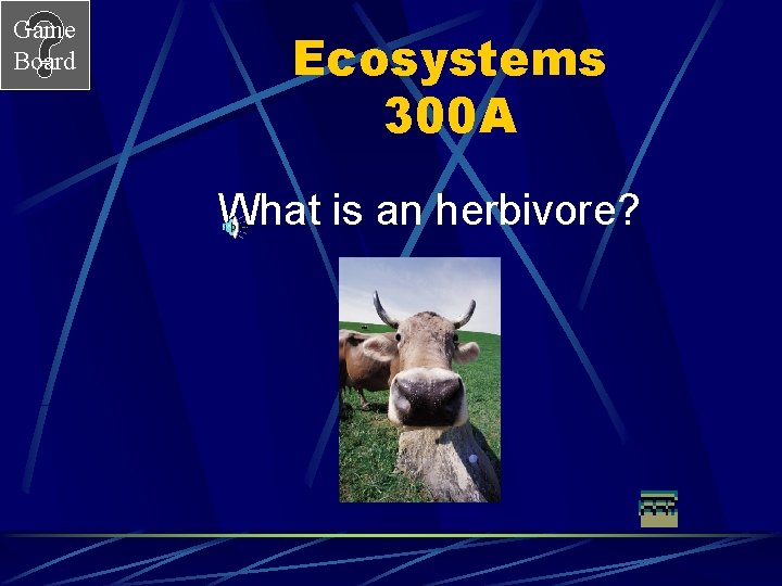 Game Board Ecosystems 300 A What is an herbivore? 