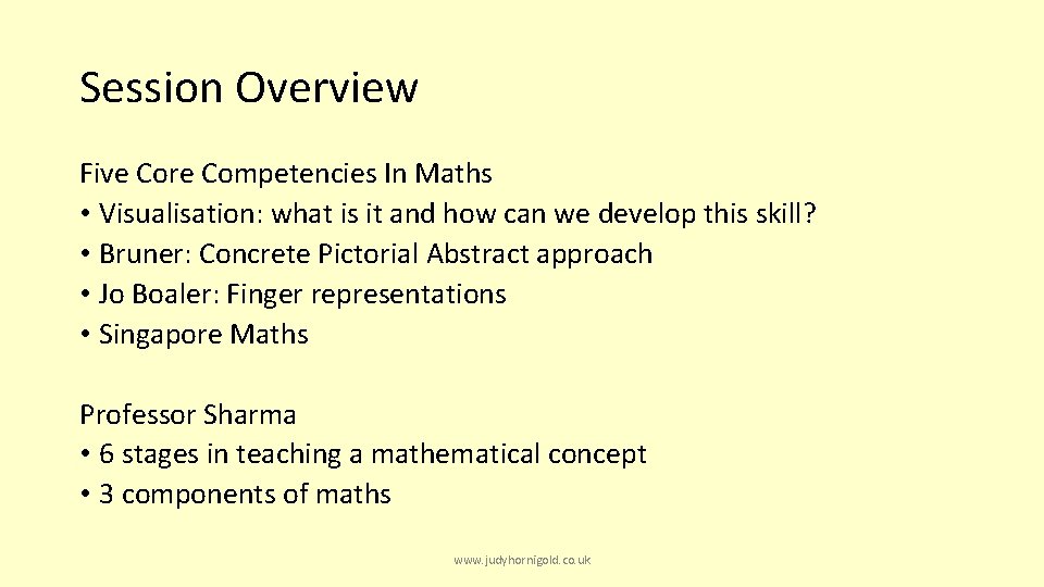 Session Overview Five Core Competencies In Maths • Visualisation: what is it and how