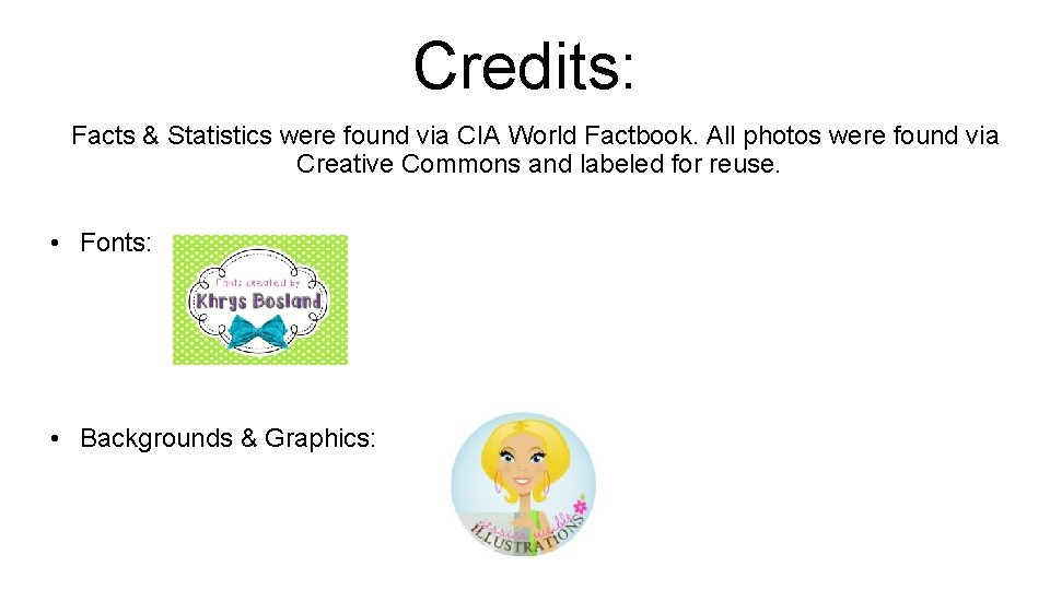 Credits: Facts & Statistics were found via CIA World Factbook. All photos were found