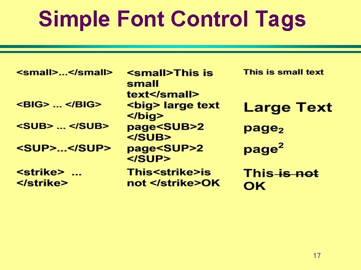 Simple Font Control Tags 17 Simple Font Control Tags 17