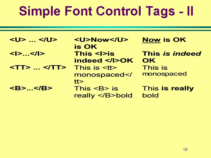 Simple Font Control Tags - II 18 Simple Font Control Tags - II 18