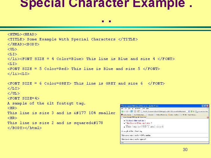 Special Character Example. . . <HTML><HEAD> <TITLE> Some Example With Special Characters </TITLE> </HEAD><BODY> Special Character Example. . . <HTML><HEAD> <TITLE> Some Example With Special Characters </TITLE> </HEAD><BODY>