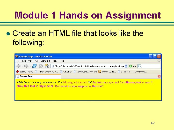 Module 1 Hands on Assignment l Create an HTML file that looks like the Module 1 Hands on Assignment l Create an HTML file that looks like the