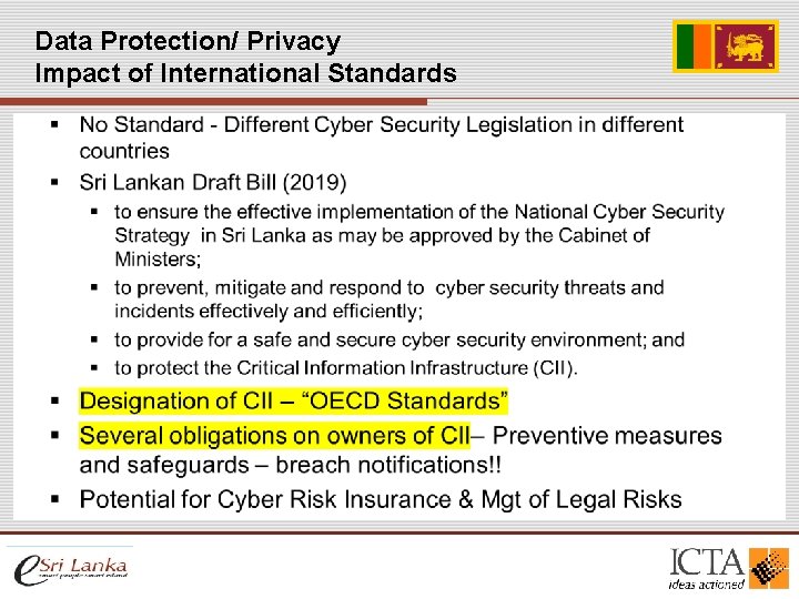 Data Protection/ Privacy Impact of International Standards Data Protection/ Privacy Impact of International Standards