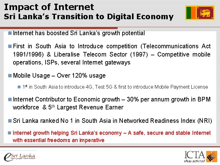 Impact of Internet Sri Lanka’s Transition to Digital Economy n Internet has boosted Sri Impact of Internet Sri Lanka’s Transition to Digital Economy n Internet has boosted Sri