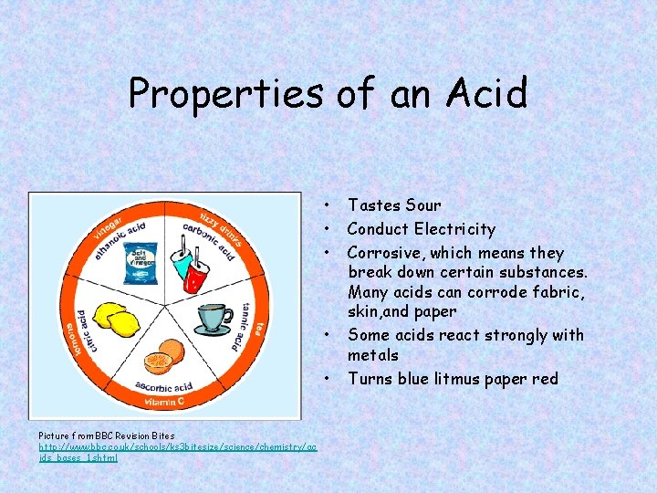 Properties of an Acid • • • Picture from BBC Revision Bites http: //www.