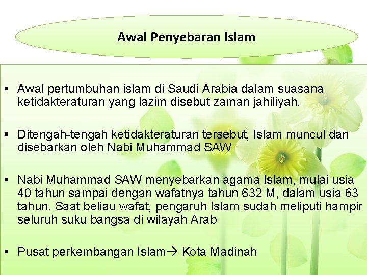 Awal Penyebaran Islam § Awal pertumbuhan islam di Saudi Arabia dalam suasana ketidakteraturan yang