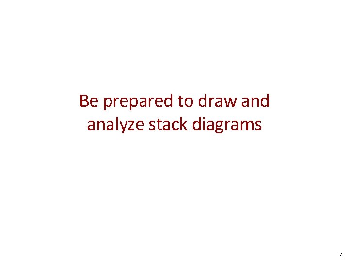 Be prepared to draw and analyze stack diagrams 4 