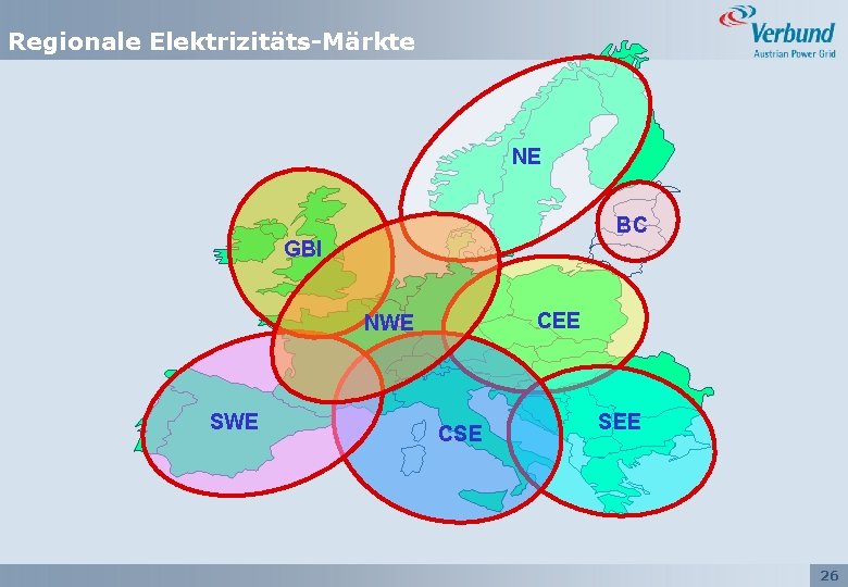 Regionale Elektrizitäts-Märkte NE BC GBI CEE NWE SWE CSE SEE 26 