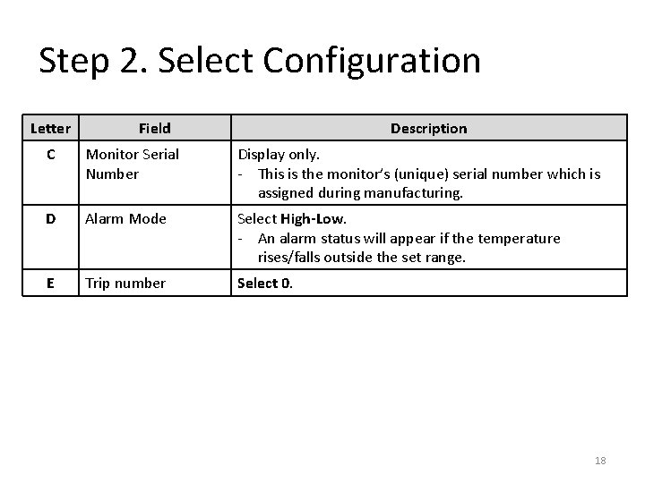 Step 2. Select Configuration Letter Field Description C Monitor Serial Number Display only. - Step 2. Select Configuration Letter Field Description C Monitor Serial Number Display only. -