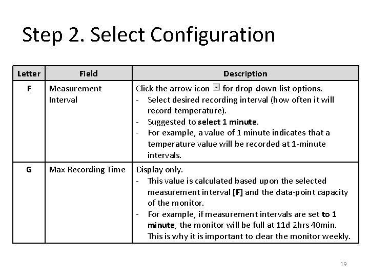 Step 2. Select Configuration Letter Field Description F Measurement Interval Click the arrow icon Step 2. Select Configuration Letter Field Description F Measurement Interval Click the arrow icon
