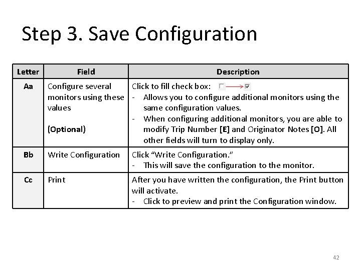 Step 3. Save Configuration Letter Field Description Aa Configure several Click to fill check Step 3. Save Configuration Letter Field Description Aa Configure several Click to fill check
