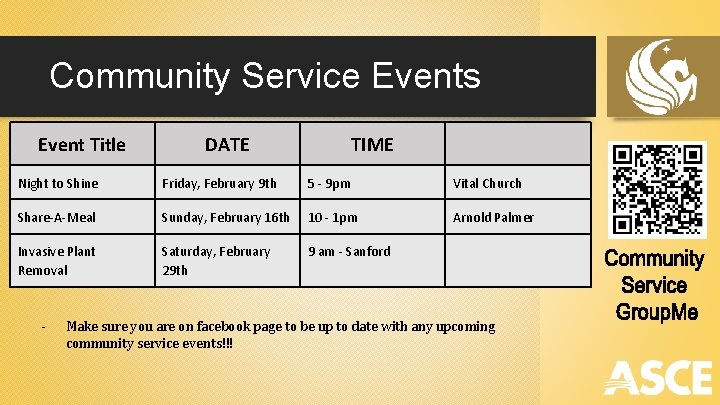 Community Service Events Event Title DATE TIME Night to Shine Friday, February 9 th