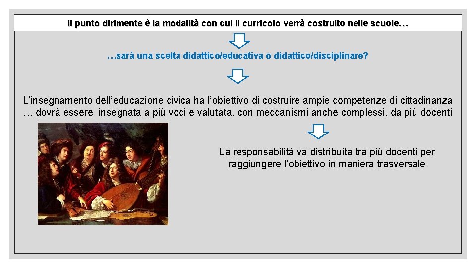 il punto dirimente è la modalità con cui il curricolo verrà costruito nelle scuole…