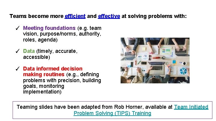 Teams become more efficient and effective at solving problems with: ✓ Meeting foundations (e.