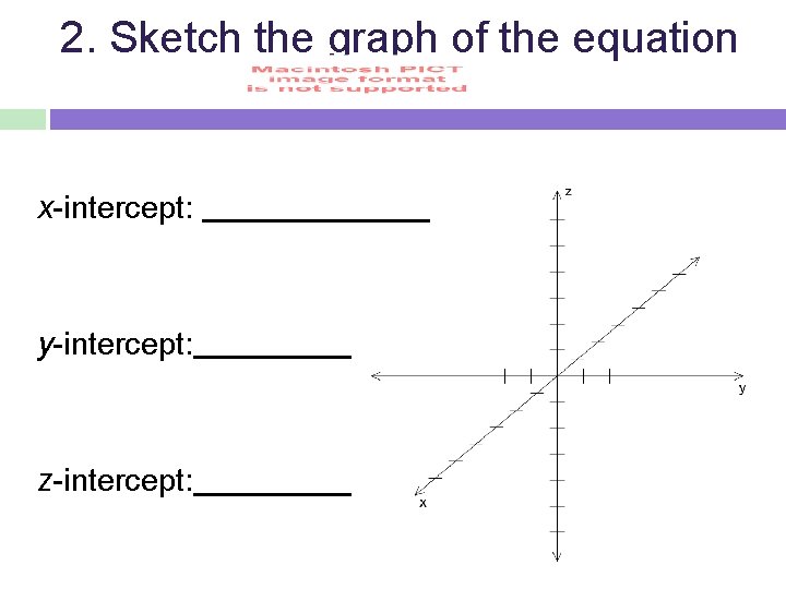 2. Sketch the graph of the equation x-intercept: y-intercept: z-intercept: 