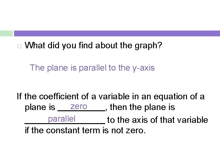  What did you find about the graph? The plane is parallel to the