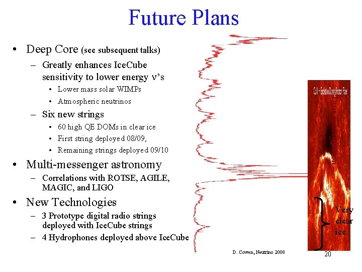 Future Plans • Deep Core (see subsequent talks) – Greatly enhances Ice. Cube sensitivity
