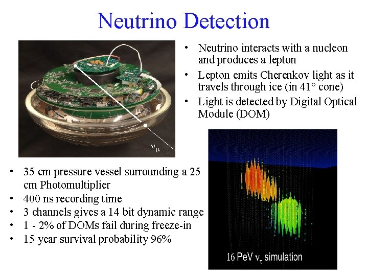 Neutrino Detection • Neutrino interacts with a nucleon and produces a lepton • Lepton