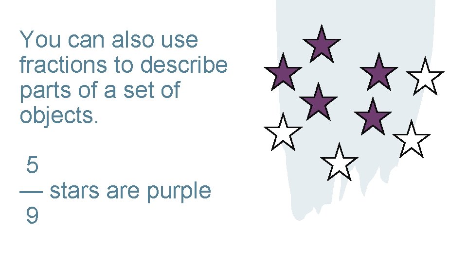 You can also use fractions to describe parts of a set of objects. 5