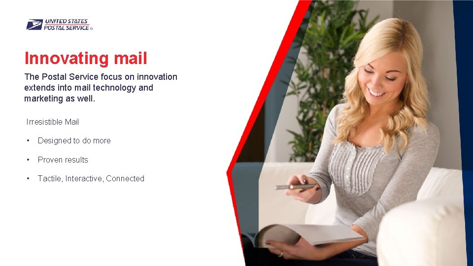 Innovating mail The Postal Service focus on innovation extends into mail technology and marketing