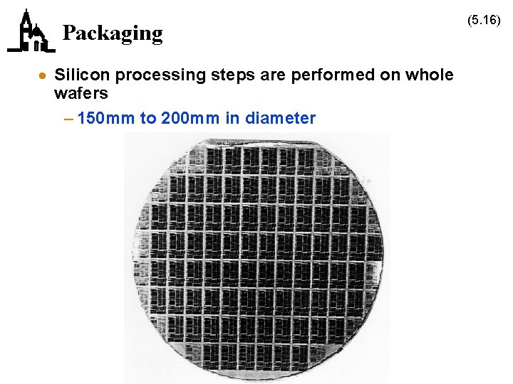 Packaging · Silicon processing steps are performed on whole wafers – 150 mm to