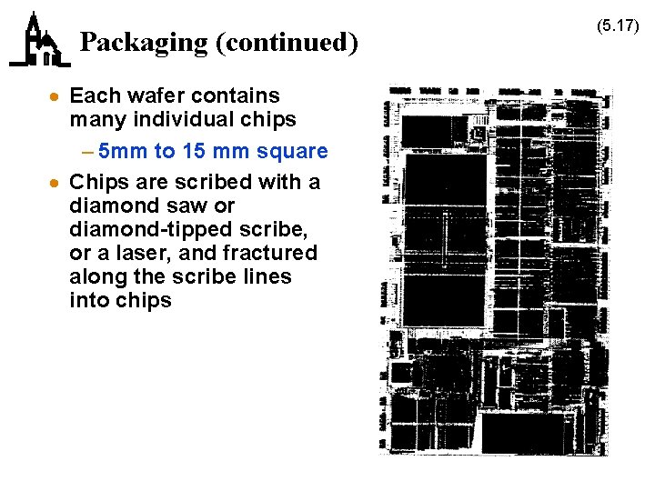 Packaging (continued) · Each wafer contains many individual chips – 5 mm to 15