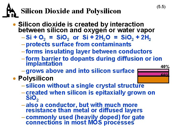 Silicon Dioxide and Polysilicon (5. 5) · Silicon dioxide is created by interaction between