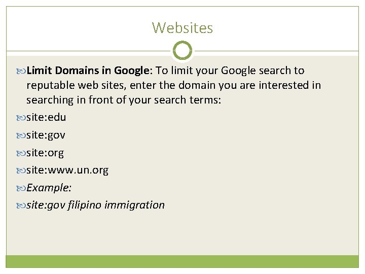 Websites Limit Domains in Google: To limit your Google search to reputable web sites,