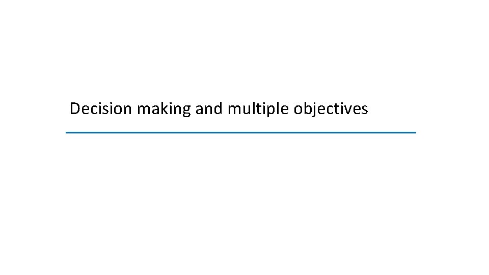 Decision making and multiple objectives 