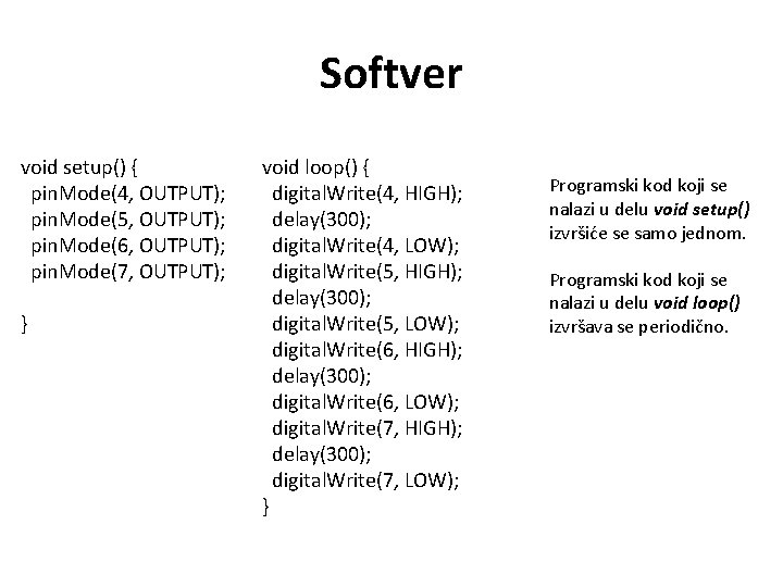 Softver void setup() { pin. Mode(4, OUTPUT); pin. Mode(5, OUTPUT); pin. Mode(6, OUTPUT); pin.