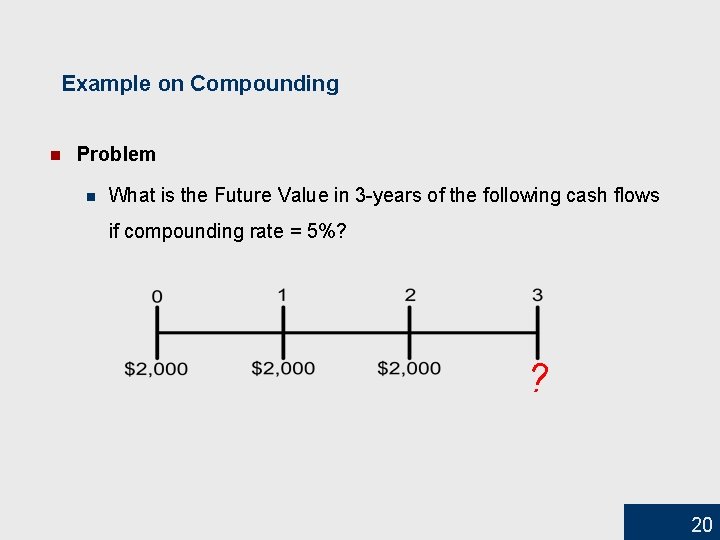 Example on Compounding n Problem n What is the Future Value in 3 -years