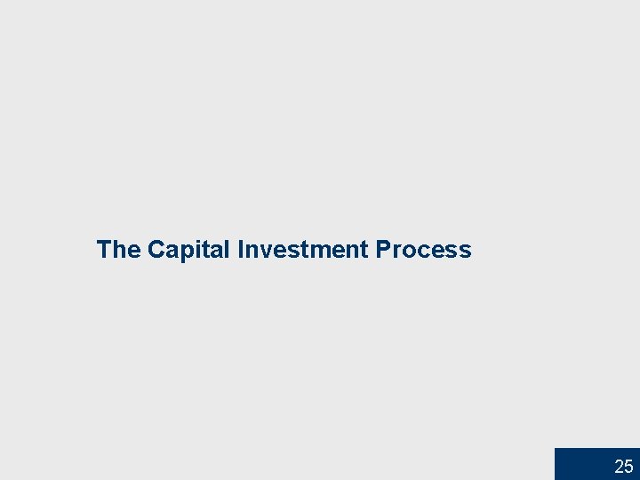 The Capital Investment Process 25 