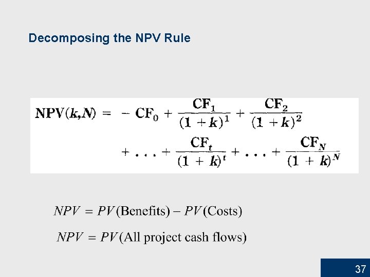 Decomposing the NPV Rule 37 