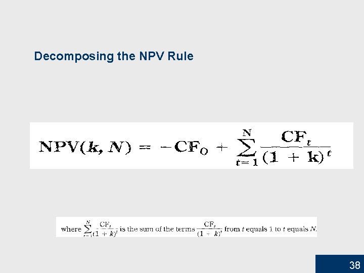 Decomposing the NPV Rule 38 
