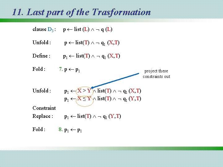 11. Last part of the Trasformation clause D 3 : p list (L) q