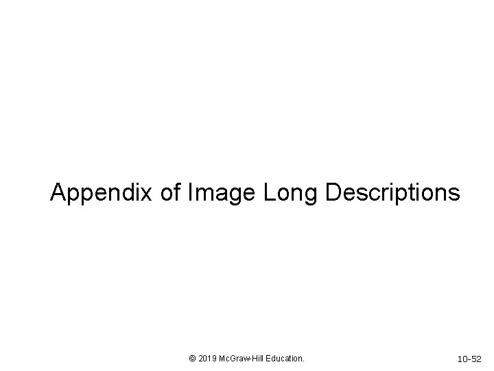 Appendix of Image Long Descriptions @2019 Mc. Graw Hill Education. © 2019 Mc. Graw-Hill