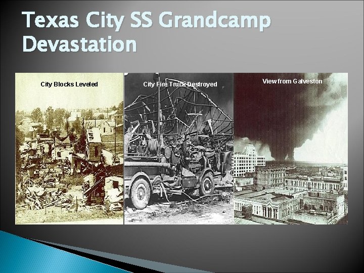 Texas City SS Grandcamp Devastation City Blocks Leveled City Fire Truck Destroyed View from