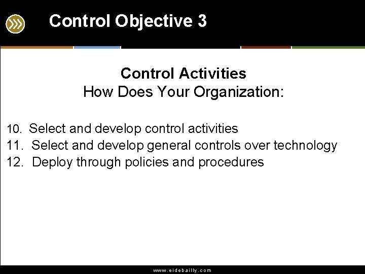 Control Objective 3 Control Activities How Does Your Organization: 10. Select and develop control