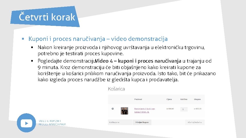 Četvrti korak § Kuponi i proces naručivanja – video demonstracija § Nakon kreiranje proizvoda Četvrti korak § Kuponi i proces naručivanja – video demonstracija § Nakon kreiranje proizvoda